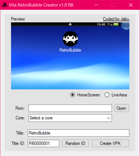 VITA / PsTV - VItaRetroBubbleCreator v1.0 by Jabu | PSX-Place