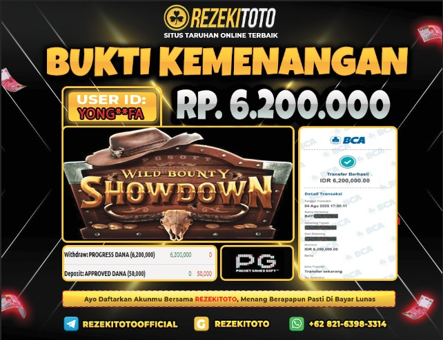 BUKTI KEMENANGAN 4 AGUSTUS 2025 BOUNTY SHOWDOWN 6 JUTA 