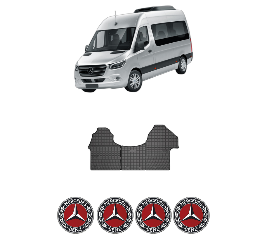 Set covorase presuri MERCEDES-BENZ SPRINTER 4-t Tourer Bus (B907) din 2018-2021, auto, din cauciuc thermoplastic, 4 Stickere auto cu MERCEDES-BENZ