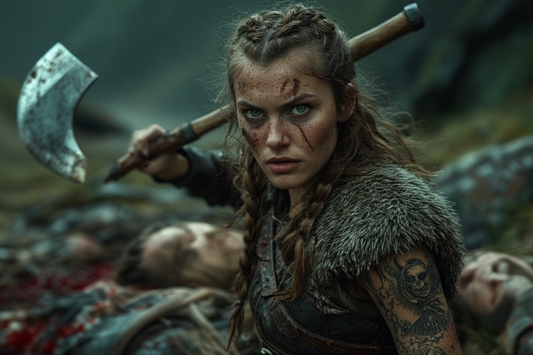 Viking-girl-holding-norse-axe-(16)