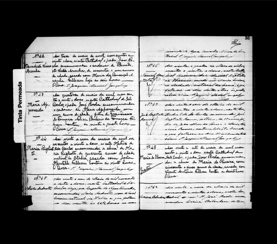 Antenato Italiano Avô José Bolognesi Obito 49-1 mãe Cesira Igrej