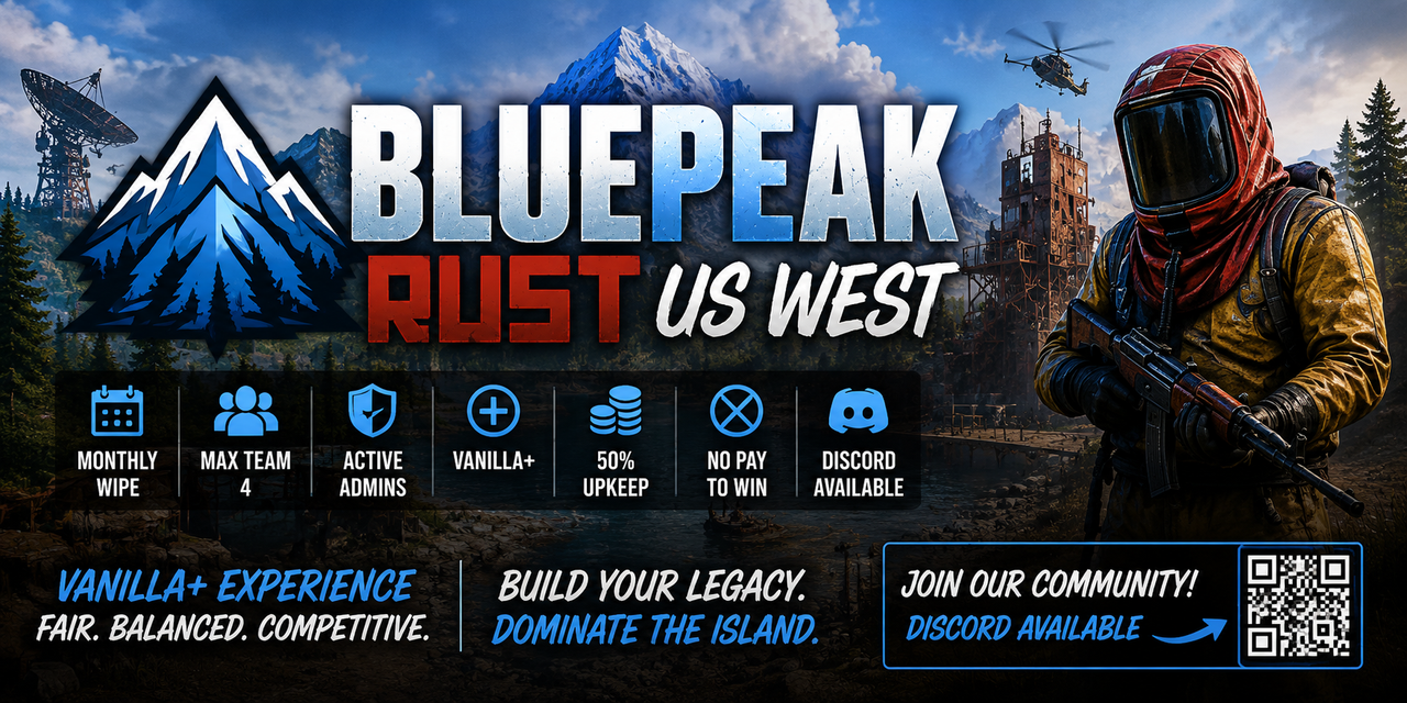 BluePeak 2X Vanilla+ | Quad | Monthly Wipe | Raidable Bases image