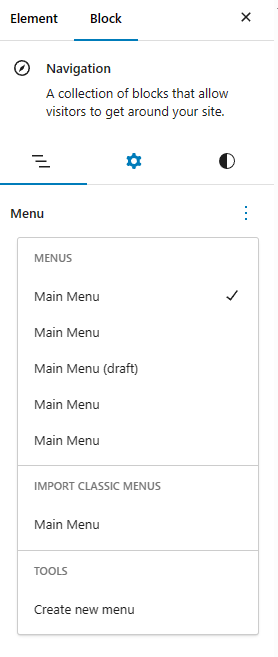 Nav Menu multiple listed menus