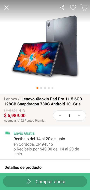 Tablet Lenovo Xiaoxin pad pro en LINIO pagando con kueski 