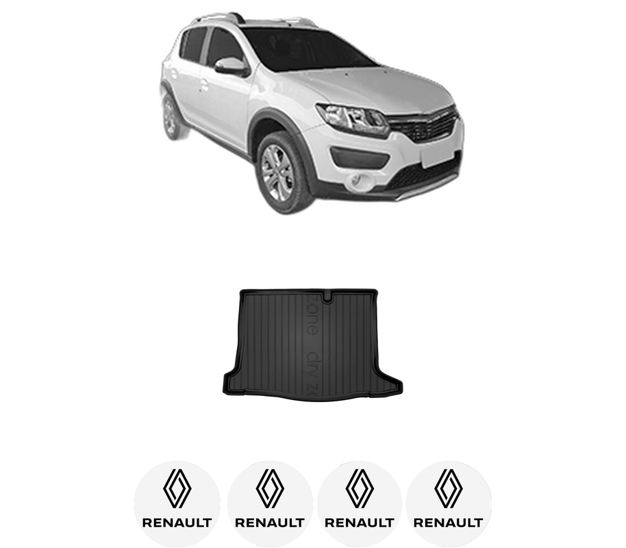 Tavita Portbagaj RENAULT SANDERO/STEPWAY II (B8_) din 2013-2019, Protectie Portbagaj Auto, 4x Stickere auto cu RENAULT