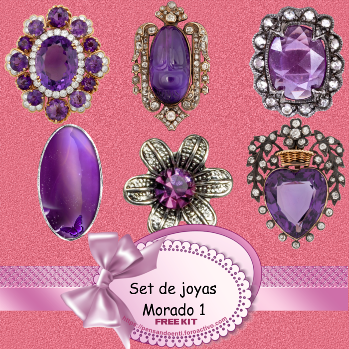 set joyas botones Morado 1 Morado-1