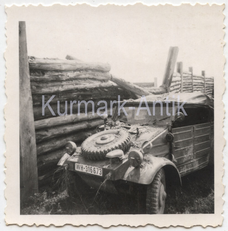 Foto Wehrmacht Artillerie Regt. 75 Russland VW Kübel Jeep PKW Typ 82