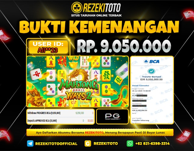 BUKTI KEMENANGAN 29 JULI 2025 MAHJONG WAYS 2 9 JUTA 