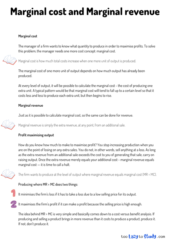 Marginal cost and Marginal revenue