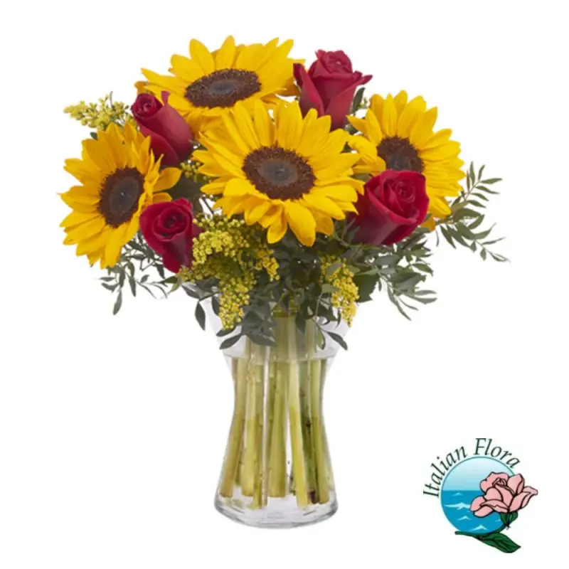 mazzo-di-girasoli-e-rose-rosse