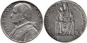 VATICANO -  Pio XI (1922 - 1939) Vaticano-8-10-Lire-1936-XV