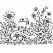 Serene-Snake-in-Flower-Garden-Coloring-Page