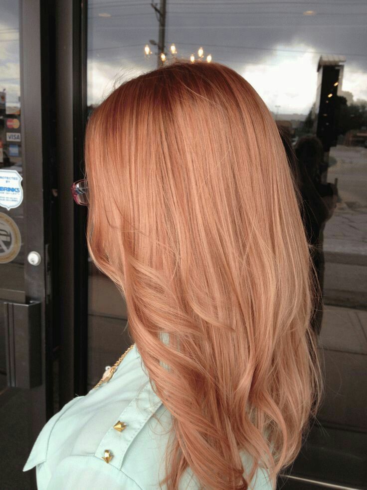 Golden melon color on long hair