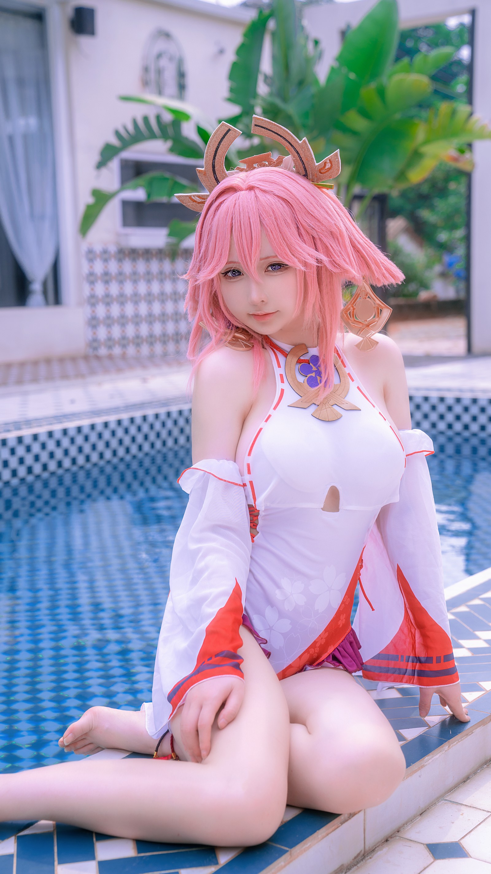 樱梨梨 八重神子 泳装 Cosplay 写真合集｜原神角色高清图集（29P｜429MB）插图3