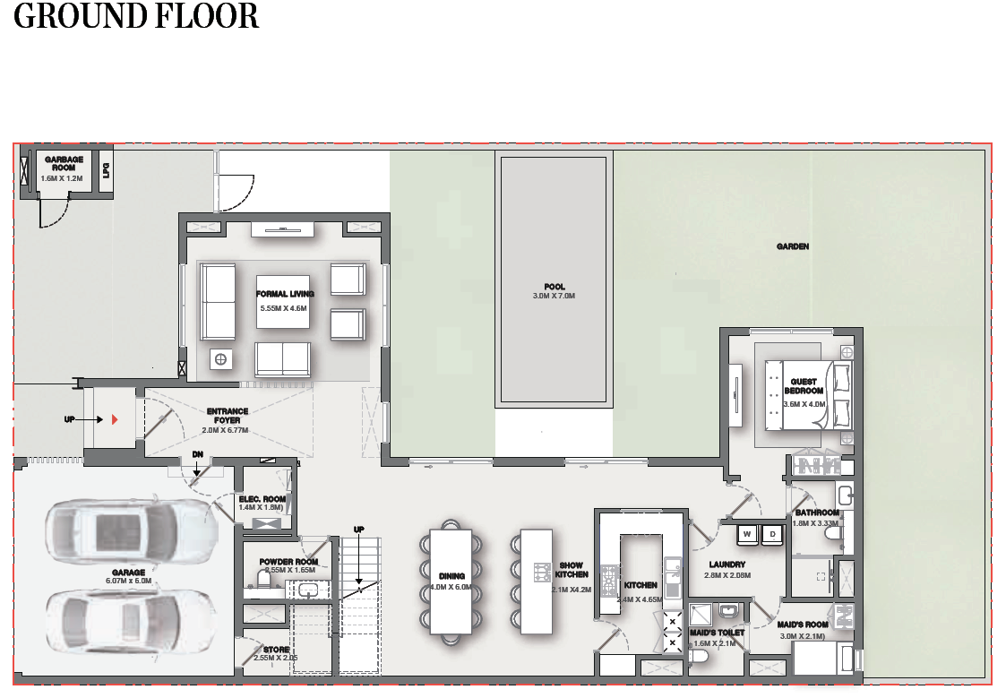 Sobha Reserve 4-BR + Maid's villa keyplan and layout diagram showing Type C configuration within the Sobha Reserve community – Distress Deal floorplan overview