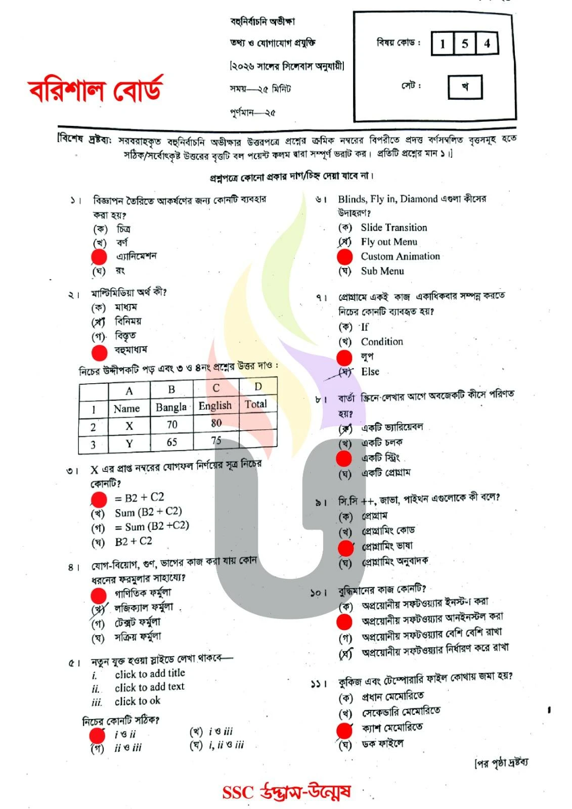 SSC ICT Question Solution 2026 All Board | SSC 2026 ICT MCQ Answer 30 ICT MCQ Question solution Barisal Board SSC 2026