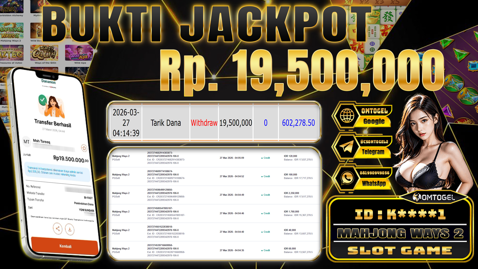 OMTOGEL JACKPOT PG SOFT MAHJONG WAYS 2 ,19 JUTA DI BAYAR LUNAS ,-