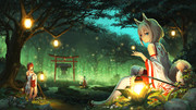 forest-anime-girls-cat-ears-kimono-fireflies-1153022