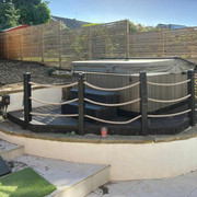 Before: Overgrown beds and patchy lawn