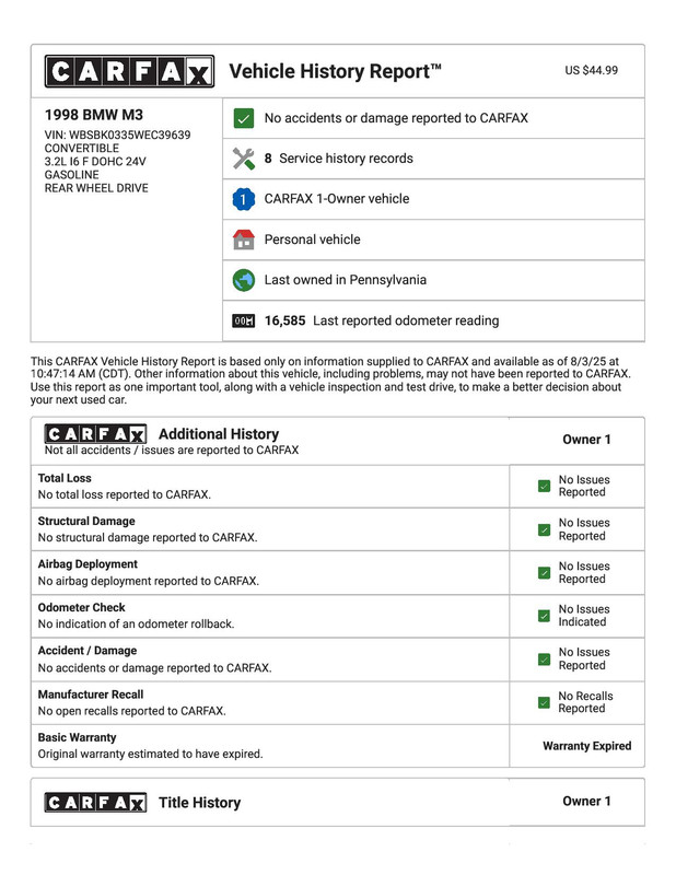 CARFAX Vehicle History Report for this 1998 BMW M3_ WBSBK0335WEC39639-page-001