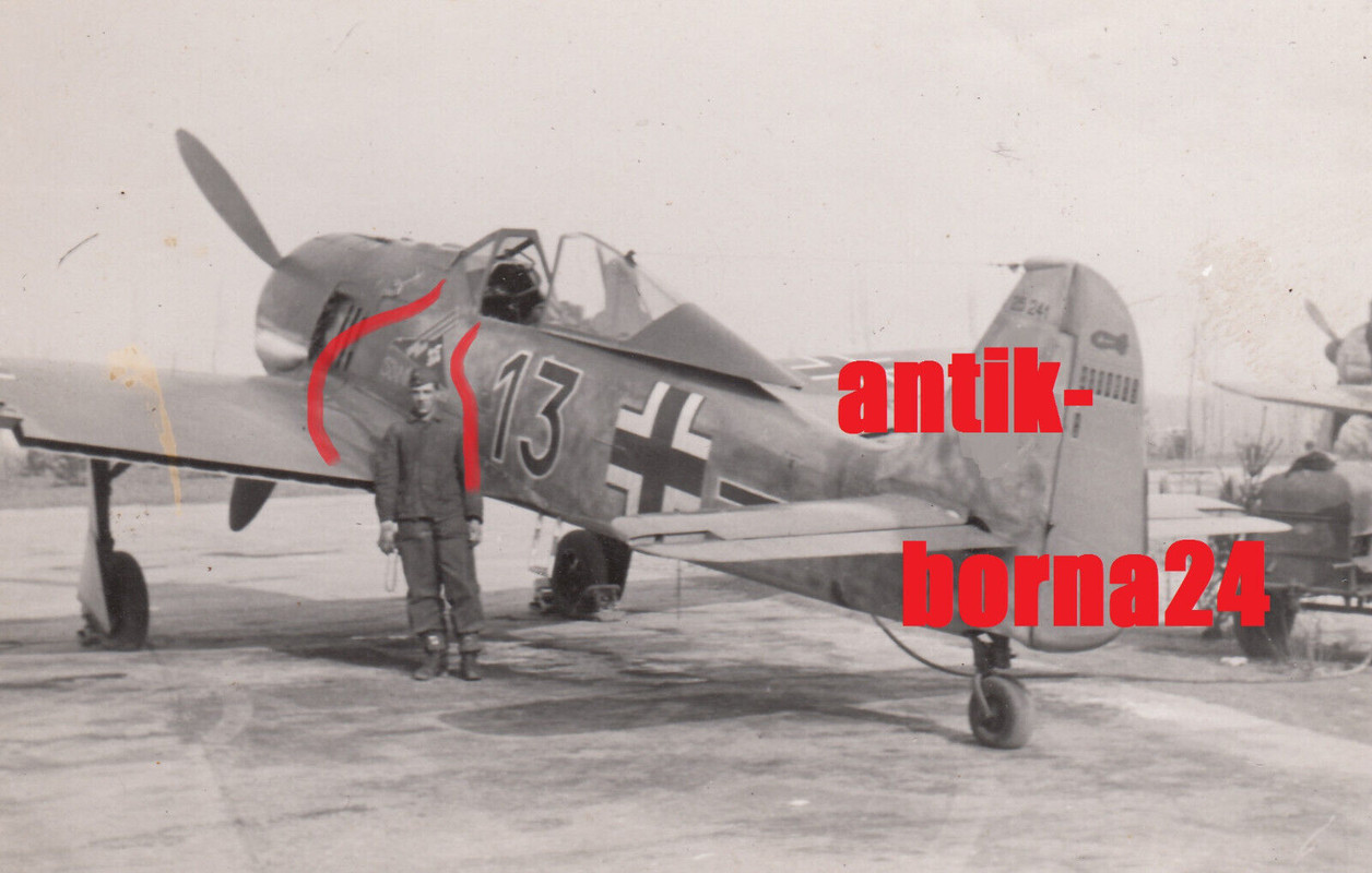 Foto LW Soldat Jagdflieger FW-190 Flugzeug Plane unbekanntes Wappen FW190 #136 (1)