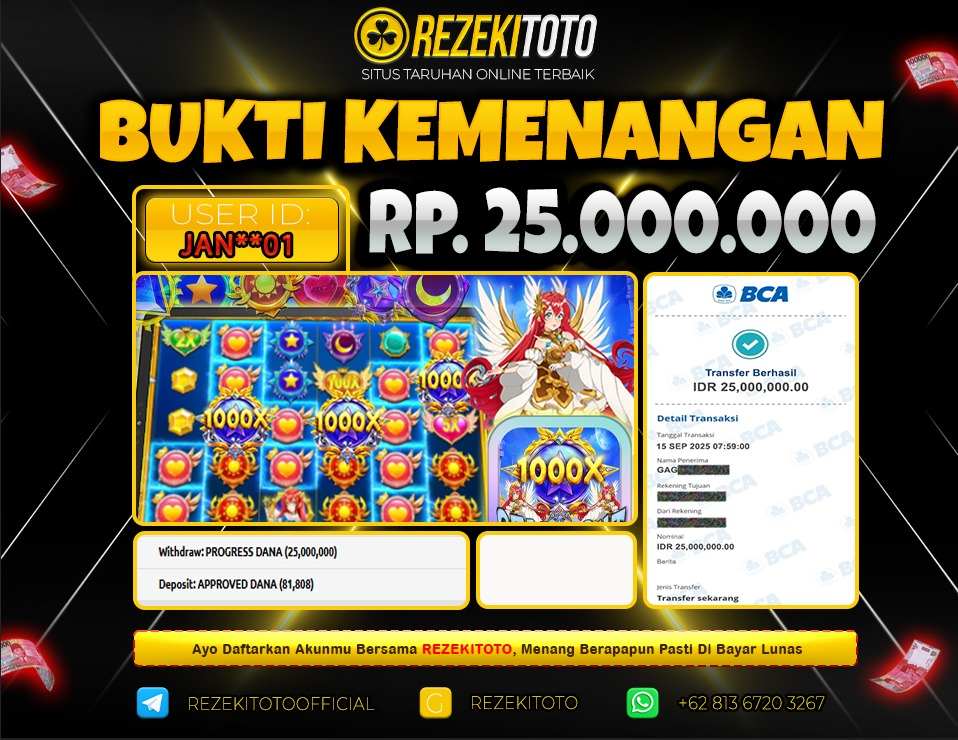 BUKTI KEMENANGAN 15 SEPTEMBER 2025  STARLIGHT PRINCESS 1000 25 JUTA 