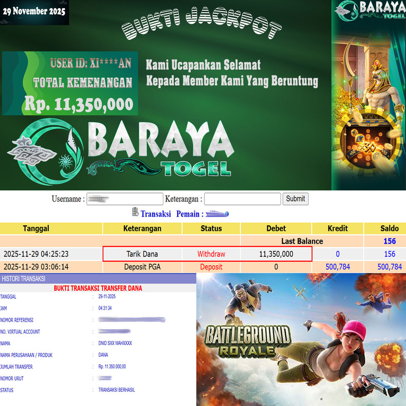 Rp. 11.350.000.- WD LUNAS DI BARAYATOGEL