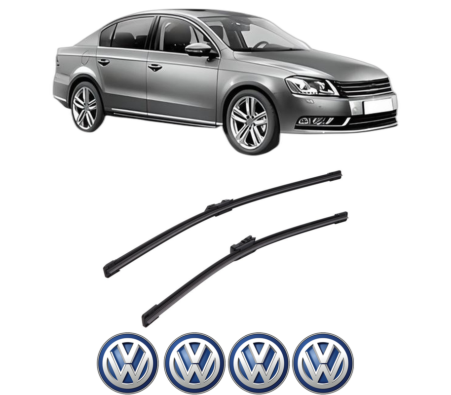 Set stergatoare auto Volkswagen PASSAT B7 (362) din 2010-2014, pentru parbriz auto, 2 bucati, Bosch Aerotwin, din cauciuc siliconat rezistent, 4 Stickere Auto Volkswagen