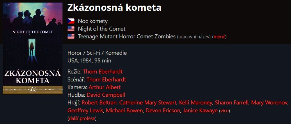 Zkázonosná kometa / Night of the Comet (1984)