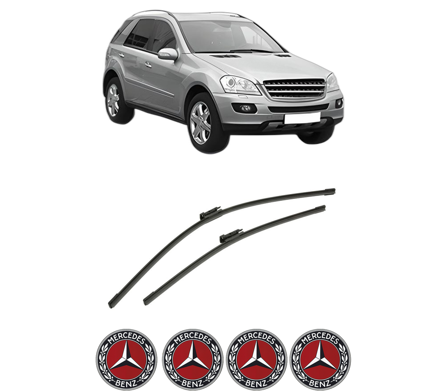 Set stergatoare auto MERCEDES-BENZ M-CLASS (W164) din 2005-2011, pentru parbriz auto, 2 bucati, Bosch Aerotwin, din cauciuc siliconat rezistent, 4 Stickere Auto MERCEDES-BENZ