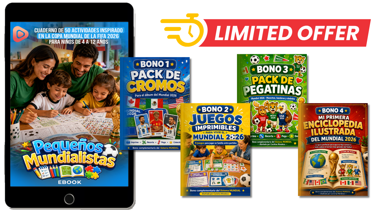 Cuaderno Pequeños Mundialistas con bonos