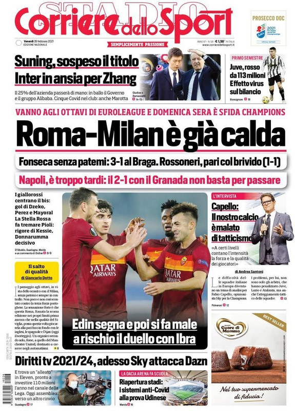 As Capas Da Imprensa Esportiva De 26 De Fevereiro De 21