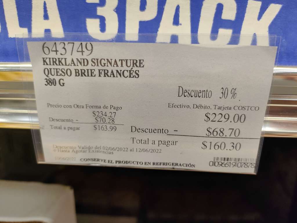 Costco Cuernavaca: queso brie francés 