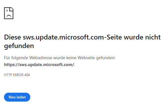 Website https://sws.update.microsoft.com/ not found