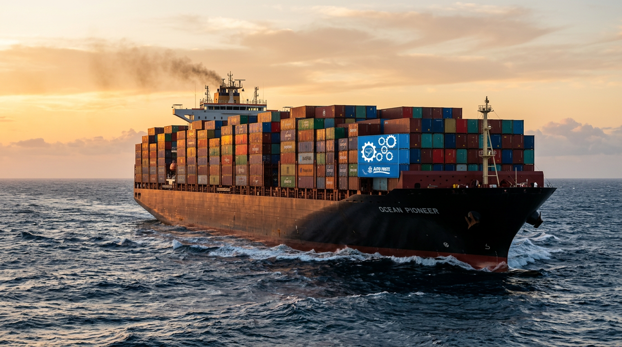 Морская транспортировка контейнеров с автозапчастями