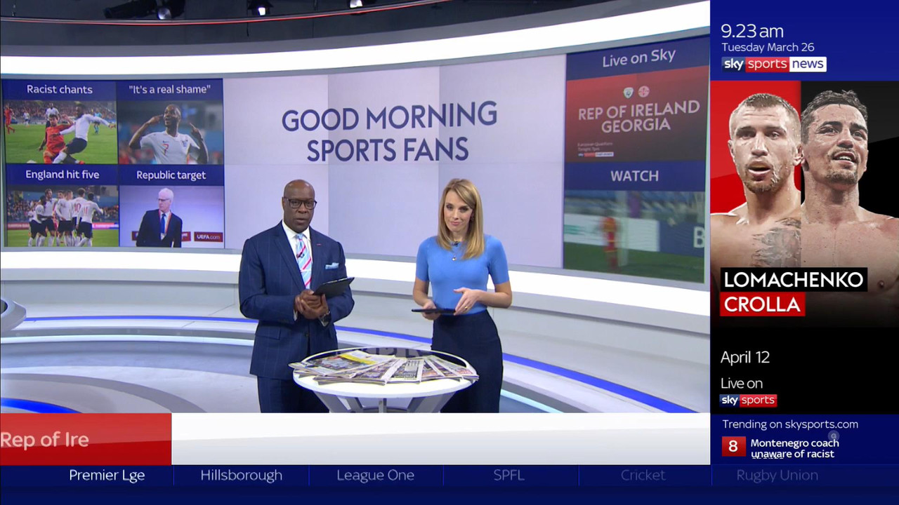 26 March - 09.00.00 - Good Morning Sports Fans. Round-up of the 