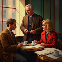 A clergyman interrupts Sam and Jane
