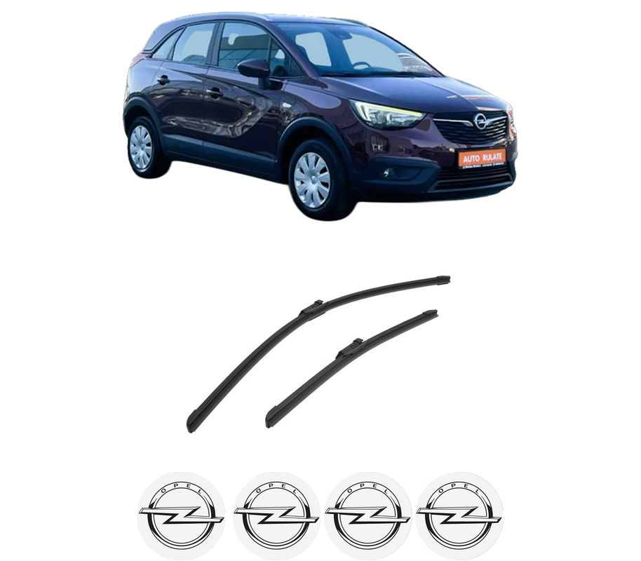 Set stergatoare auto OPEL CROSSLAND X Van din 2018-2019, pentru parbriz auto, 2 bucati, Bosch Aerotwin, din cauciuc siliconat rezistent, 4 Stickere Auto OPEL
