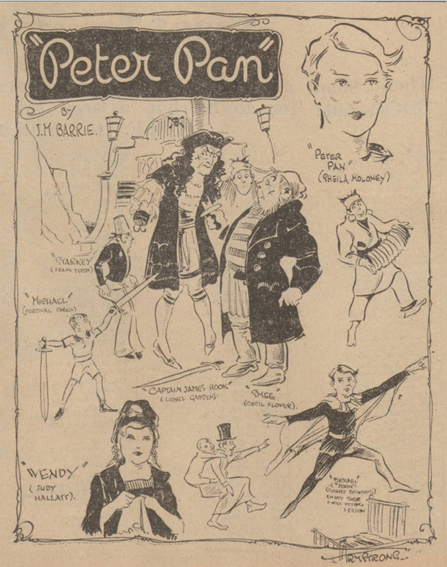 Sketsa cerita Peter Pan karya JM Barrie.