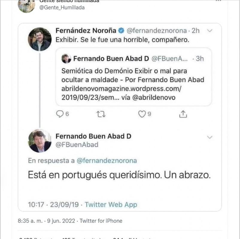 Retoman tuit de Fernández Noroña en 'Gente siendo humillada' y se hace viral