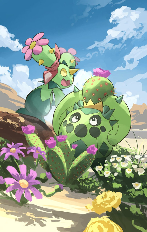 cacnea-and-maractus-pokemon-drawn-by-yam