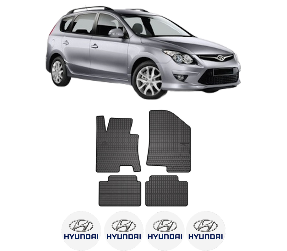 Set covorase presuri HYUNDAI i30 Estate (GD) din 2012-2017, auto, din cauciuc thermoplastic, 4 Stickere auto cu HYUNDAI