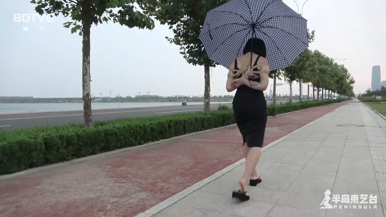 半岛束艺 伊莱娜后高手撑伞雨中人行道漫步.mp4_20201025_130858.759