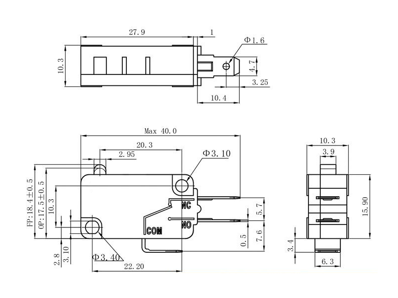 3 Pin Door Open Close Micro Switch Replace 00428049 PD140005
