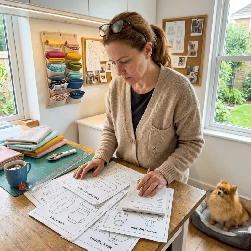 Mulher organizando moldes na mesa