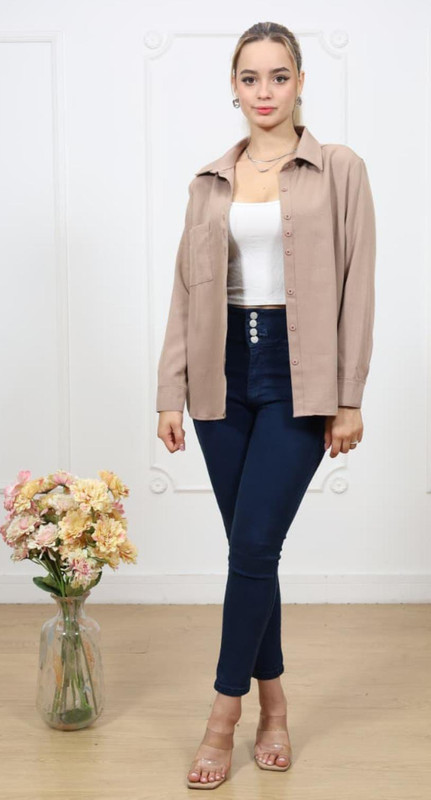 Blusa camisera manga larga para mujer