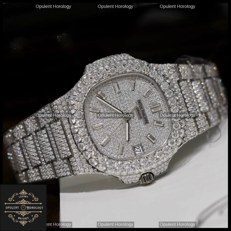 Patek Philippe Nautilus 5719 – Full Diamond / Moissanite 40 mm Luxury Watch - Super Clone