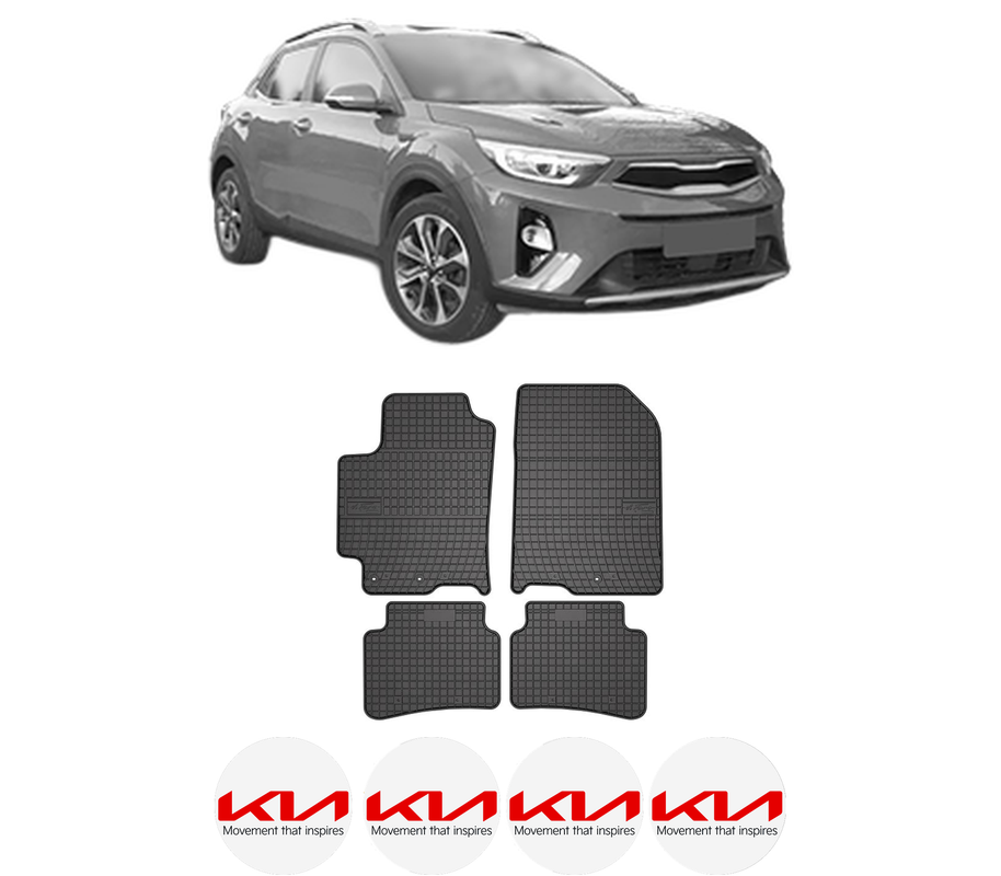 Set covorase presuri KIA STONIC (YB) din 2017-2024, auto, din cauciuc thermoplastic, 4 Stickere auto cu KIA