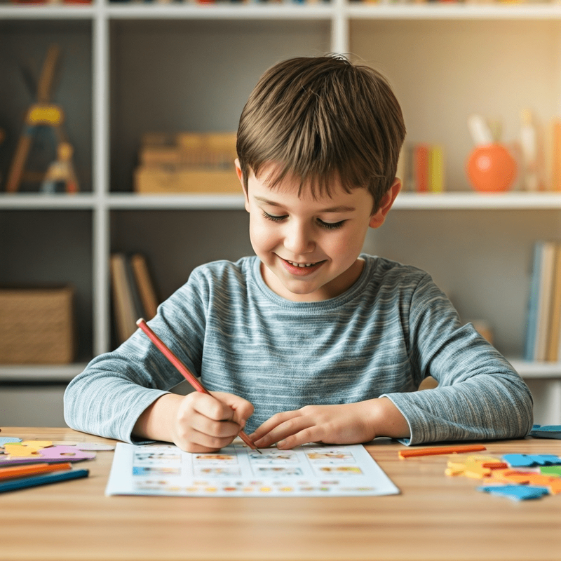 Niño aprendiendo inglés
