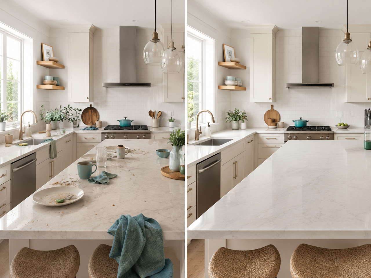 Before and after kitchen cleaning